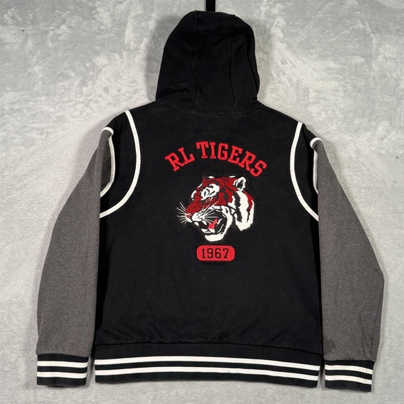 Polo Ralph Lauren Other - Polo Ralph Lauren Hoodie Mens L Black RL Tigers 1967 Varsity Snap Fleece Jacket